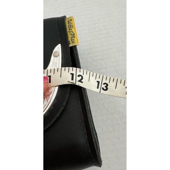 WILLIE & MAX Saddlebags Motorcycle Black Leather Silver Legend Tool Bag - Picture 4 of 6